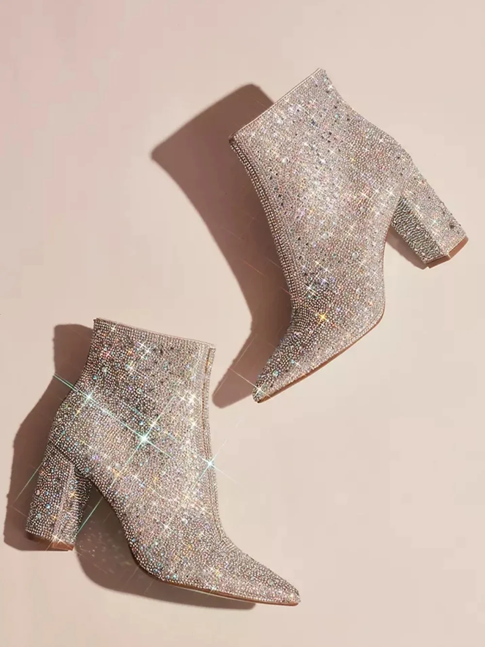 Blue By Betsey Johnson Rhinestone Encrusted Heeled Ankle Booties Size 7.5 - Picture 1 of 16